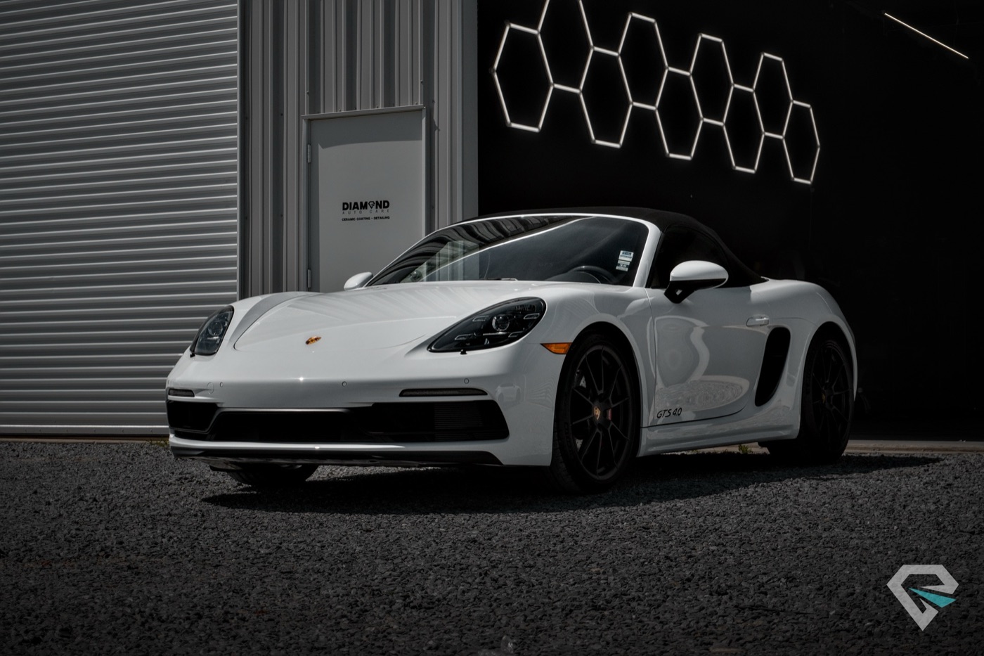 White Porsche 718 Boxster ceramic coated
