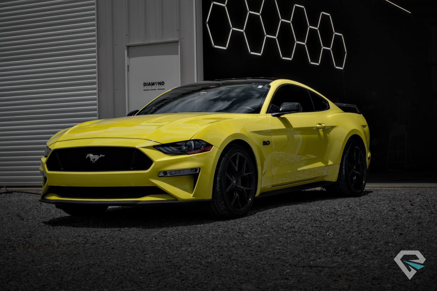 Yellow Mustang GT ceramic coated